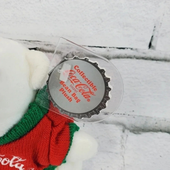 1997 White with Red and Green Sweater Swag Plush Coca Cola 90s Vintage 59 - Picture 5 of 7